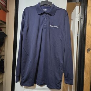 UniSport By UniFirst Navy Blue Men's Long Sleeve Polo Shirt W Embroidery - Large